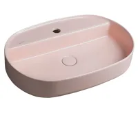 ISVEA INFINITY OVAL keramické umyvadlo na desku, 60x40cm, růžová Salmon