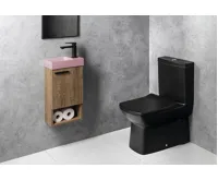 SAPHO PICCOLINO betonové umývátko 30,8x17cm, baterie vpravo, růžová mat (7)