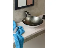 SAPHO DAMAR skleněné umyvadlo na desku Ø 42m, tmavě šedá/stříbrná (4)