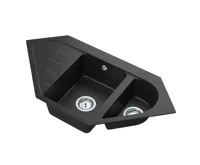 GRANISIL TARAGONA 965.10R Rohový granitový dřez s odkapem, černý granit