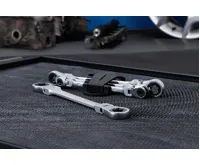 BGS Sada oboustranných ráčnových očkových klíčů, kloubové, s očkovými hlavami E-profil, E6– (1)