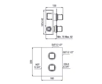 SAPHO DIMY podomítková sprchová termostatická baterie, 2 výstupy, chrom (2)