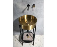 SAPHO AURUM nerezové umyvadlo na desku, průměr 38cm, včetně výpusti, zlato mat (4)