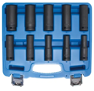 BGS Hlavice nástrčné 1/2" 10,0 - 24,0 mm, 10 dílů, tvrzené prodloužené