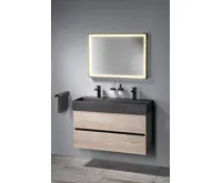 SAPHO QUADRADO betonové dvojumyvadlo včetně výpusti, 96x44cm, černý granit (5)