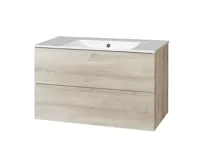 Aira, koupelnová skříňka s keramickým umyvadlem 100 cm, dub Aira, koupelnová skříňka s keramickým umyvadlem 100 cm, dub