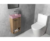 SAPHO PICCOLINO betonové umývátko 30,8x17cm, baterie vpravo, růžová mat (3)