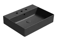 GSI KUBE X keramické umyvadlo 60x47cm, broušená spodní hrana, 3 otvory, černá mat