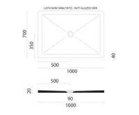 GSI Keramická sprchová vanička, obdélník 100x70x2cm, agave mat (2)