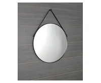 SAPHO ORBITER kulaté zrcadlo s koženým páskem ø 50cm, černá mat (1)