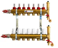 KIIPTHERM PROFI 4R -  7 okruhů, rozdělovač podlahového vytápění s hlavicemi a průtokoměry