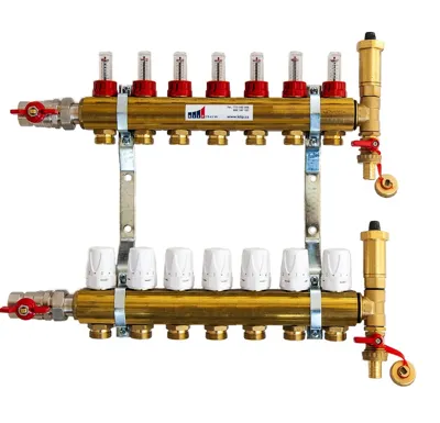KIIPTHERM PROFI 4R -  7 okruhů, rozdělovač podlahového vytápění s hlavicemi a průtokoměry