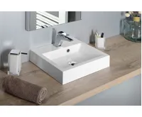 SAPHO ORINOKO umyvadlo, litý mramor, 42x36cm, bílá (4)