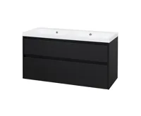 Opto, koupelnová skříňka, umyvadlo z litého mramoru, černá, 4 zásuvky, 1210x580x458 mm Opto, koupelnová skříňka, umyvadlo z litého mramoru, černá, 4 zásuvky, 1210x580x458 mm