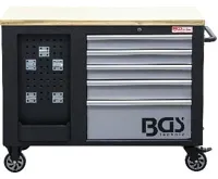 BGS Dílenský vozík, 2× 5 zásuvek, 1 skříňka, prázdný (2)