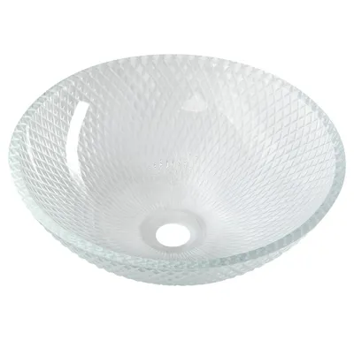SAPHO PUKETA skleněné gravírované umyvadlo na desku Ø 42cm, čirá