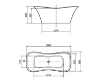 POLYSAN FLORA volně stojící vana litý mramor 180x80x67cm, bílá (6)