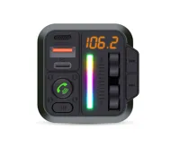 FM transmitter do auta | Pevný | Hands free volání | 1 " | Jantarová obrazovka | Bluetooth® | PD 18 W / PD 24 W | Rychlé nabíjení | Posílení basů | Google Assistant / Siri | Černá (3)
