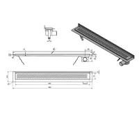 AQUALINE KROKUS nerezový podlahový žlab s roštem, ke stěně, L-860, DN50 (6)