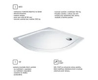 Čtvrtkruhová sprchová vanička, 100x100x3 cm, R550, bez nožiček, litý mramor (2)