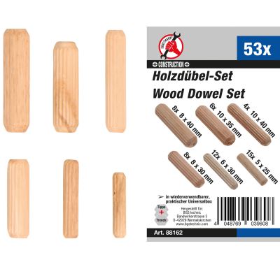 BGS Sada dřevěných kolíků, O 5 - 10 mm, 53dílná.