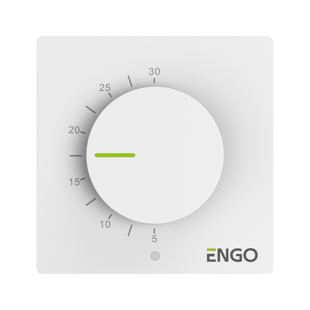 Engo controls manuální termostat s ovládacím kolečkem esimple-230w, bílý