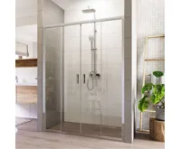 Sprchové dveře, Lima, čtyřdílné, zasunovací, 140x190 cm, chrom ALU, sklo Čiré
