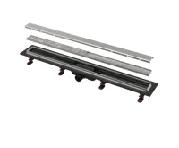 ALCAPLAST Sprchový liniový žlab plastový, s nerezovým okrajem a oboustranným roštem (plný / vložení dlažby), délka 850 mm APZ20-850