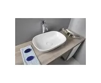 SAPHO ERIDAN umyvadlo na desku, litý mramor, 50x35cm, kryt výpusti, bílá (1)