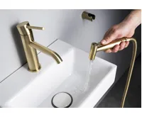 SAPHO RHAPSODY stojánková umyvadlová baterie s bidetovou sprchou, zlato mat (4)