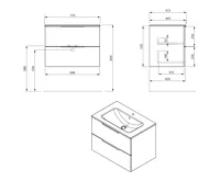 SAPHO CIRASA umyvadlová skříňka 69,8x52x46cm, borovice rustik (5)