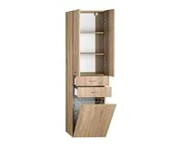 AQUALINE ZOJA/KERAMIA FRESH skříňka vysoká s košem 50x184x29cm, dub platin (1)