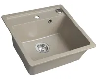 SAPHO Granitový vestavný dřez mono, 53x50cm, béžová (4)