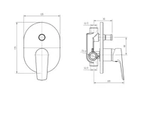 AQUALINE LOTTA podomítková sprchová baterie, 2 výstupy, černá mat (5)