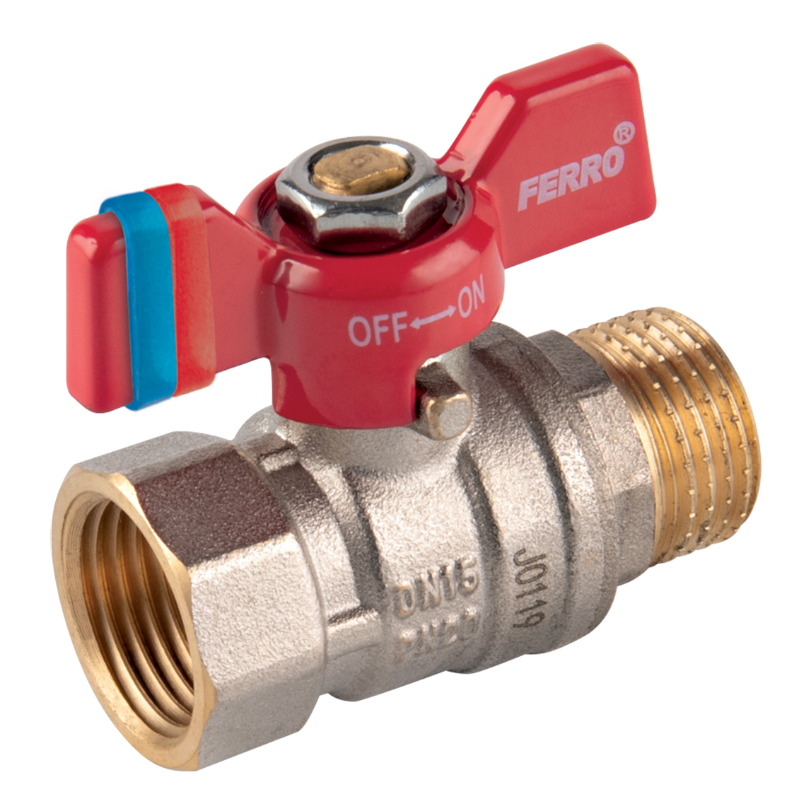 Kulový kohout voda motýl zd/zv dn 15 - 1/2"