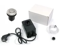 Externí pneumatický spínač komplet - el. krabice, hadička, tlačítko kulaté  Matný nerez