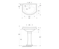 KERASAN RETRO keramické umyvadlo 69x52cm, černá mat (7)
