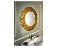 SAPHO PRIDE STRIP kulaté zrcadlo s LED osvětlením v rámu ø 90cm, bronz (1)