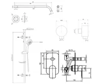 AQUALINE DAPHNE podomítkový sprchový set s pákovou baterií, 2 výstupy, chrom (3)