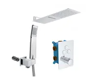 Sprchová sada s termostatickou podomítkovou tlačítkovou baterií - 3-cestná - hranatý kryt Sprchová sada s termostatickou podomítkovou tlačítkovou baterií - 3-cestná - hranatý kryt