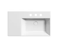 GSI KUBE X keramické umyvadlo 80x47cm, s odkládací plochou vlevo, broušená spodní hrana, 3 otvory, bílá ExtraGlaze (4)