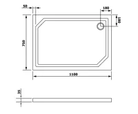 GELCO SARA sprchová vanička z litého mramoru, obdélník 110x75cm, bílá (4)