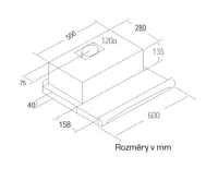 CATA Odsavač par TF 5260 Nerez Výsuvná 600mm (1)