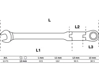 BGS Sada dvoukloubových ráčnových kombinovaných klíčů ,  nastavitelné ,  13 mm (1)