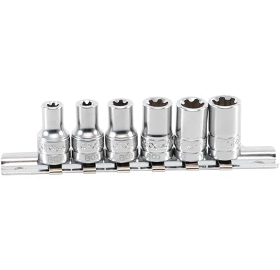 BGS Hlavice nástrčné T-profil Plus (pro Torx Plus), 6,3 mm (1/4"), 6EP – 12EP, 6 dílná sada