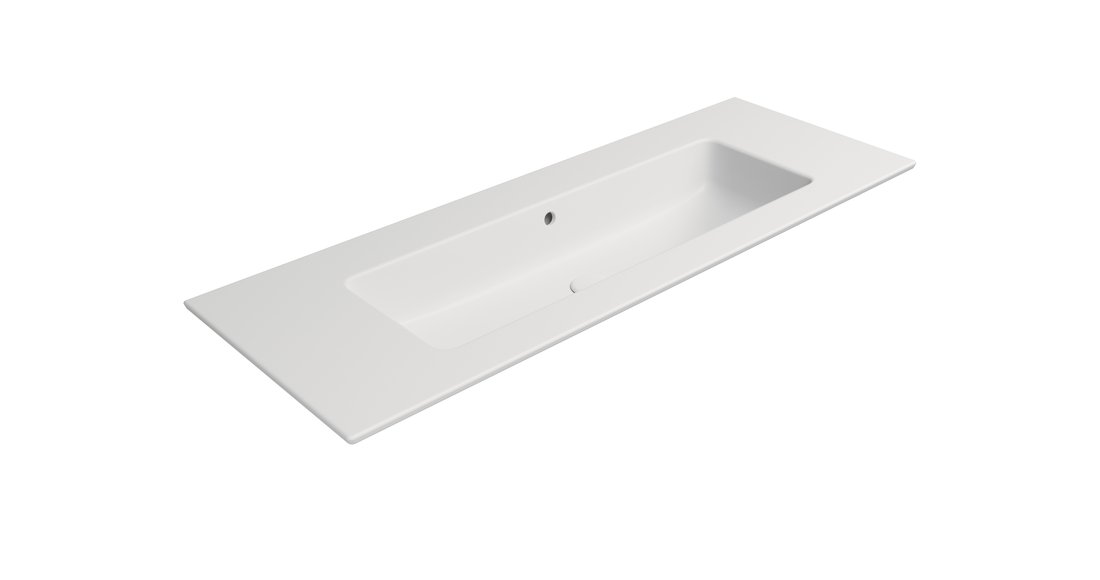 Gsi pura keramické umyvadlo slim 122x46cm, bez otvoru, bílá mat