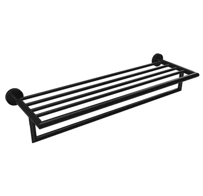SAPHO X-ROUND BLACK polička na ručníky s hrazdou 500mm, černá mat