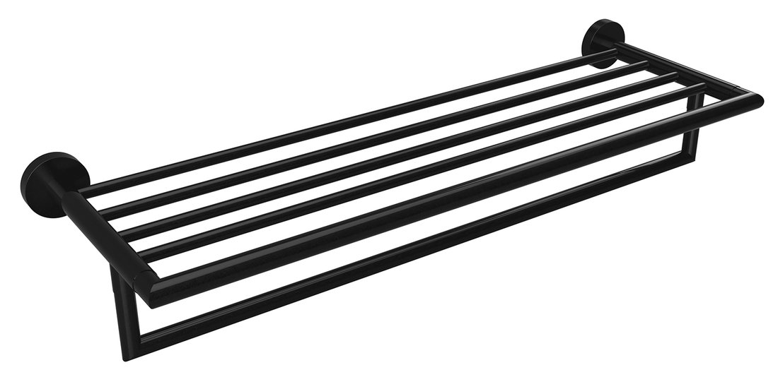 Sapho x-round black polička na ručníky s hrazdou 500mm, černá mat