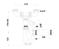 BRUCKNER Dřezový sifon s odbočkou 6/4", pro dvojdřez, pračková odbočka, DN50, bílá (2)