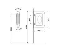 EGE VITRIFIYE OLYMPOS keramická dělící stěna mezi urinály 40x62cm, bílá (7)